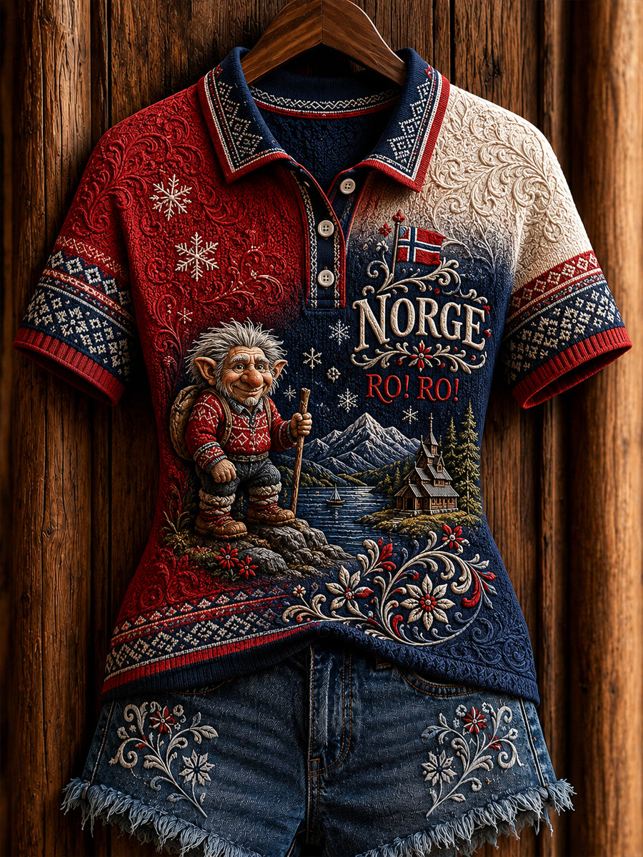 Retro norske troll gradient Casual Polo Skjorte