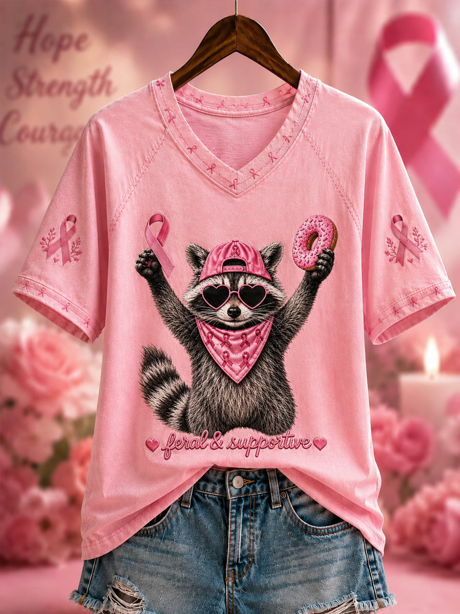 Stöd för bröstcancer hos kvinnor – Feral And Fighter T-shirt med kort ärm