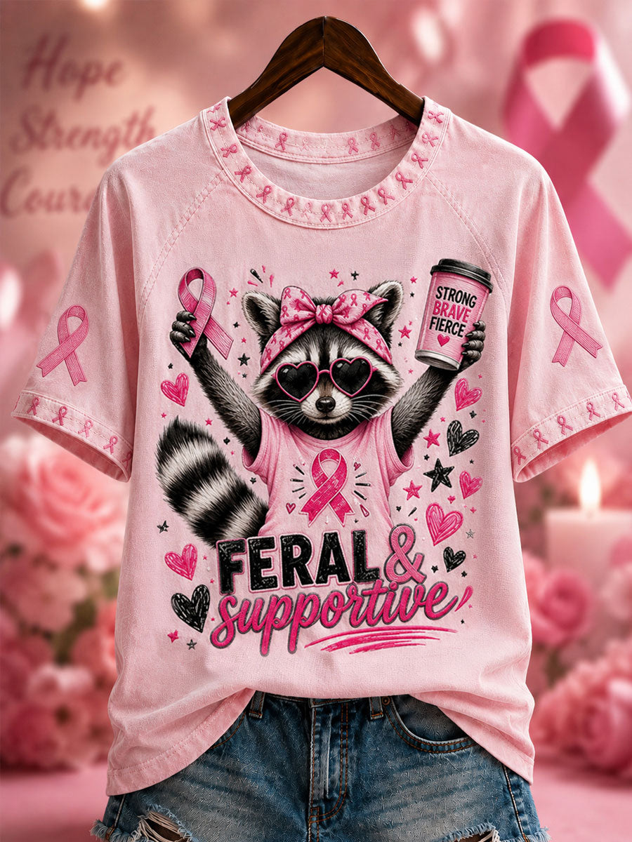 Stöd för bröstcancer hos kvinnor – Feral And Fighter T-shirt med kort ärm