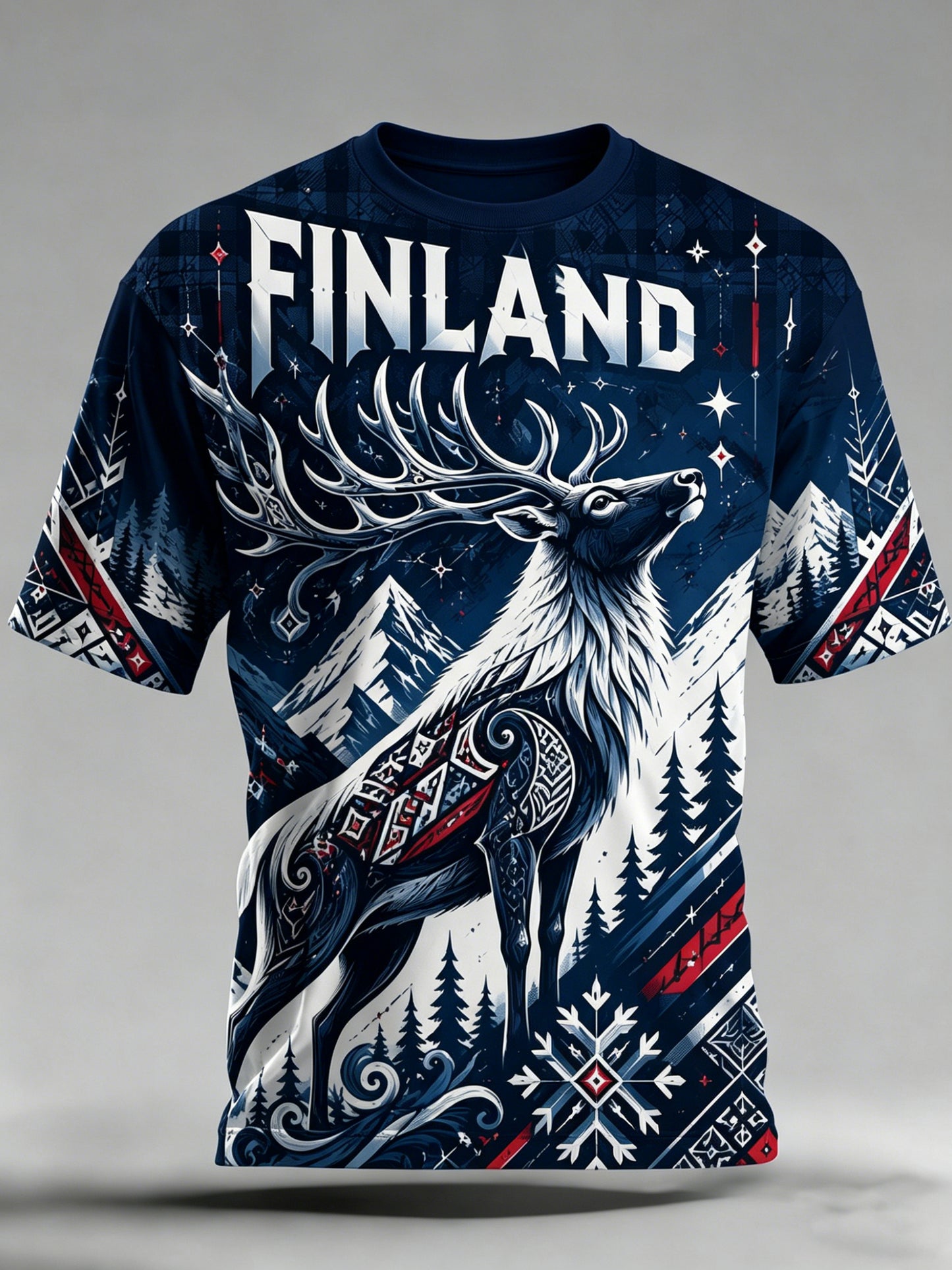 Miesten suomalainen arktinen poro Element Art Print T-paiti