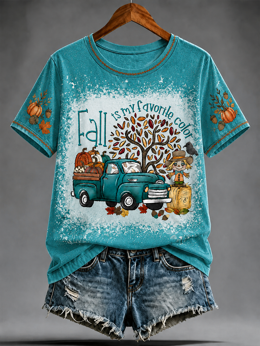 Damfall Tryckt kortärmad T-shirt