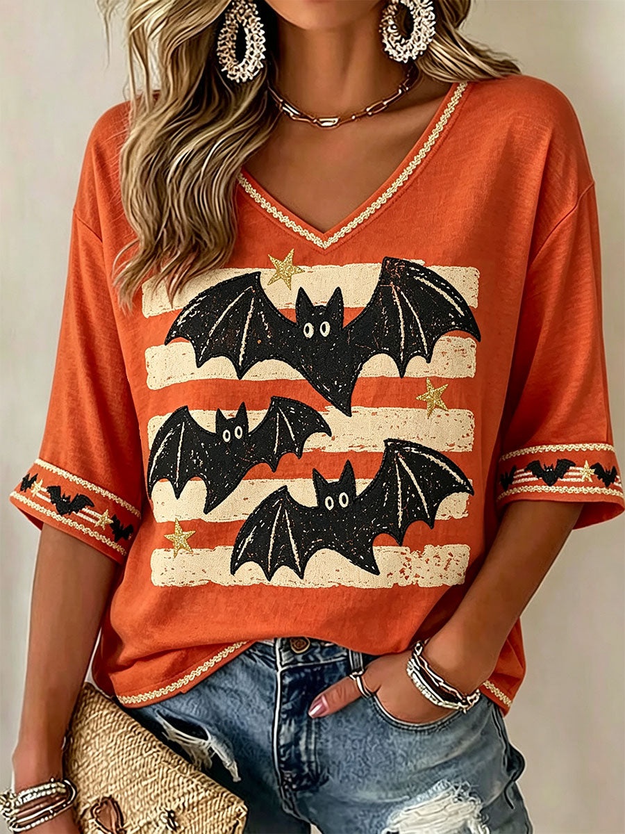Kvinnors fall Batwing V-hals topp