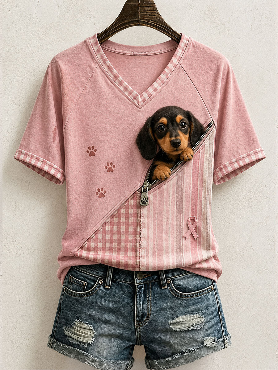 Kvinnors söta blåhund mönster mönster mönster konst T-shirt