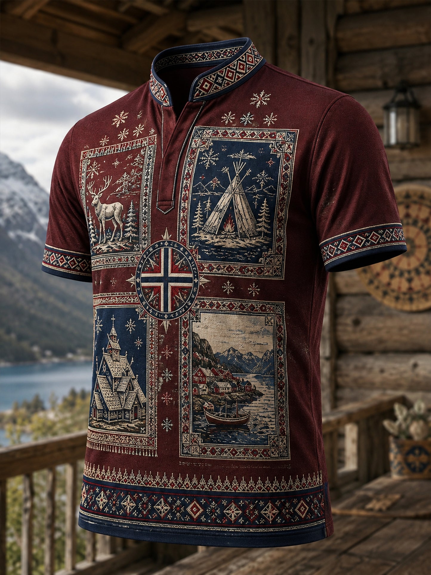 Kulturell kunsttrykk med samiske motiver for menn – Uformell t-skjorte
