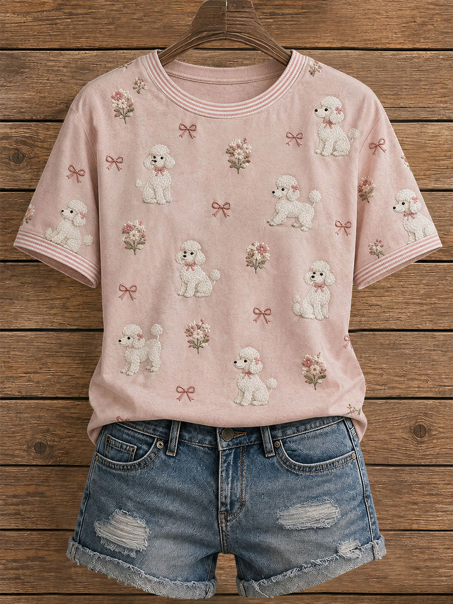 Kvinnors blomsterpudel T-shirt