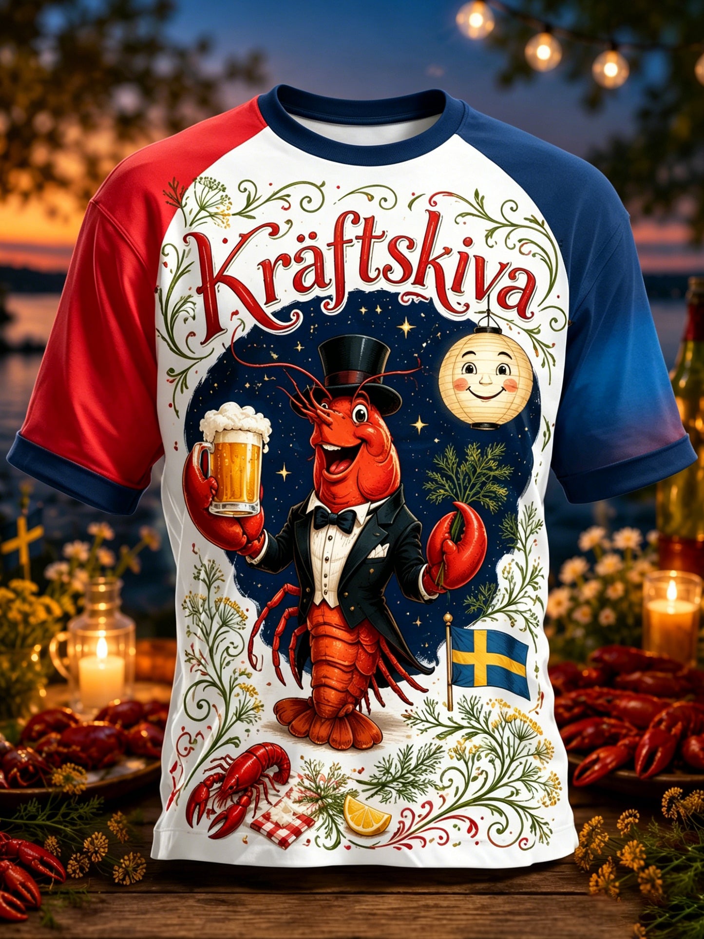 Mäns svenska hummerfestival minneskonst Skriv ut T-shirt