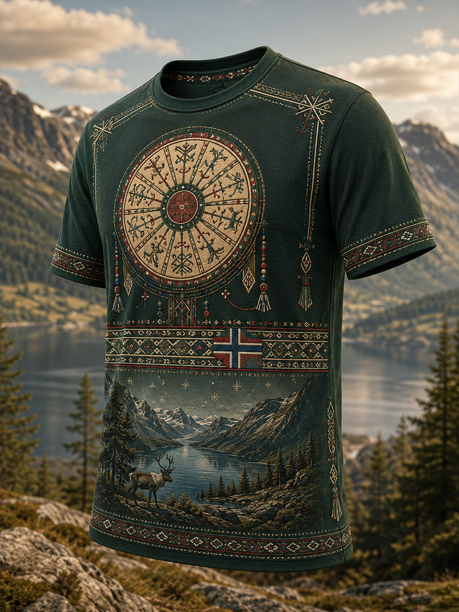 Kulturmönstrad t-shirt för män med norska samiska inslag