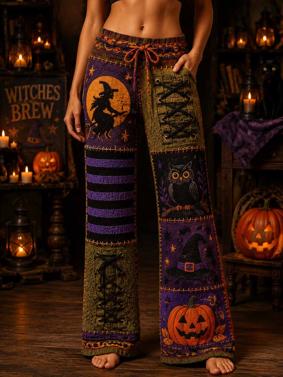Kvinner Retro Halloween Mønster Print Strikke bukser