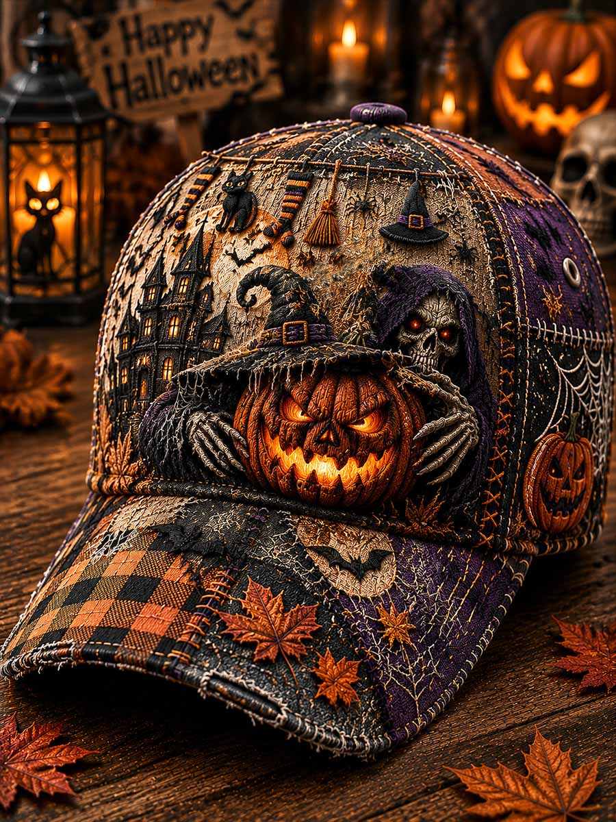Unisex retro halloweenmønster trykket lue