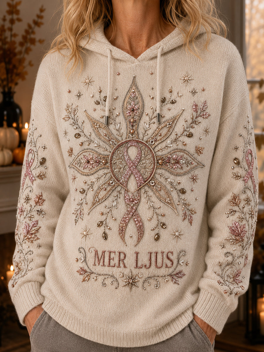 Kvinnors Retro Halloween Bröstcancer Solhjulet Hoodies