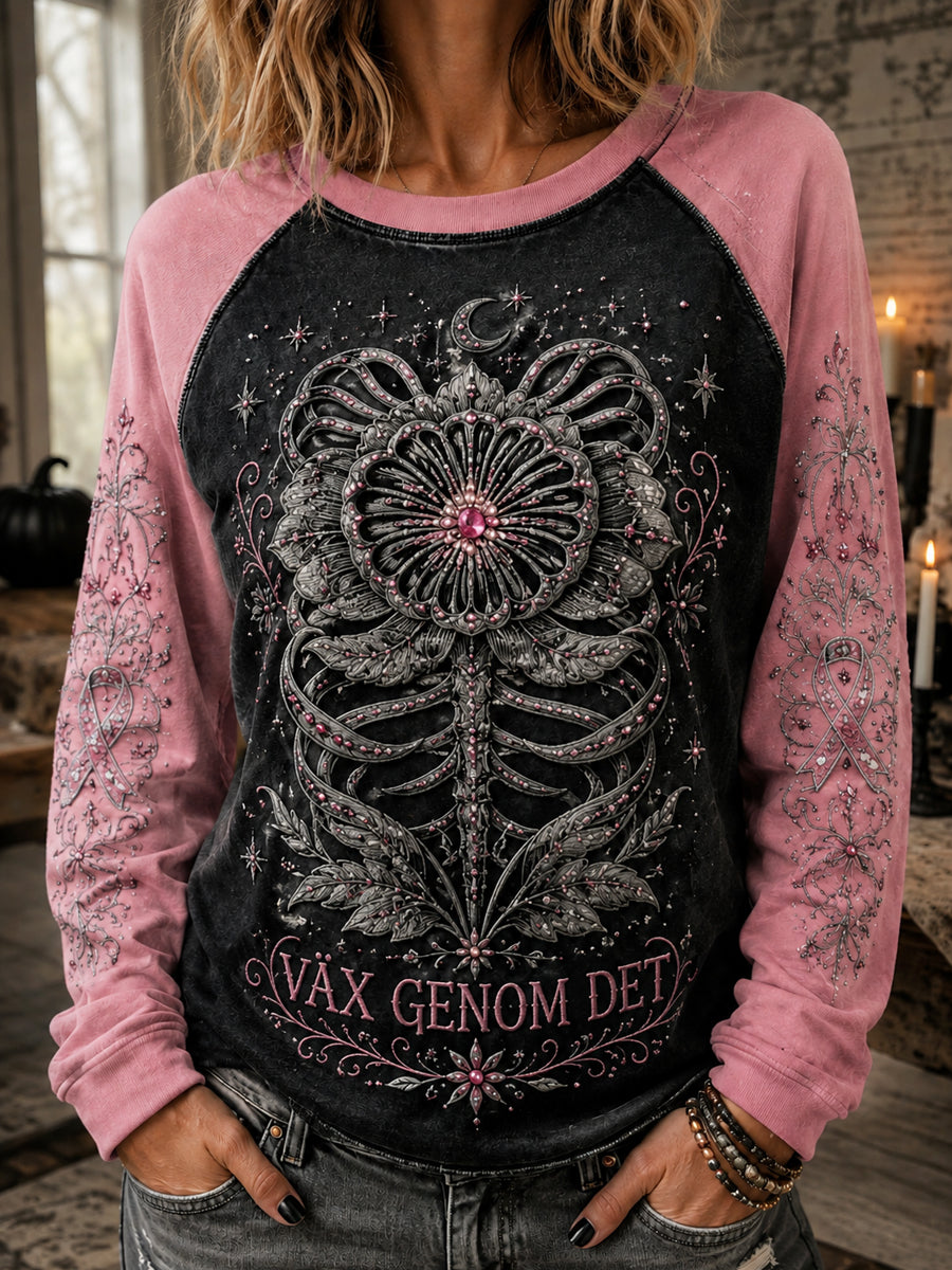 Kvinnors Retro Halloween Bröstcancer Dahlia T-shirt