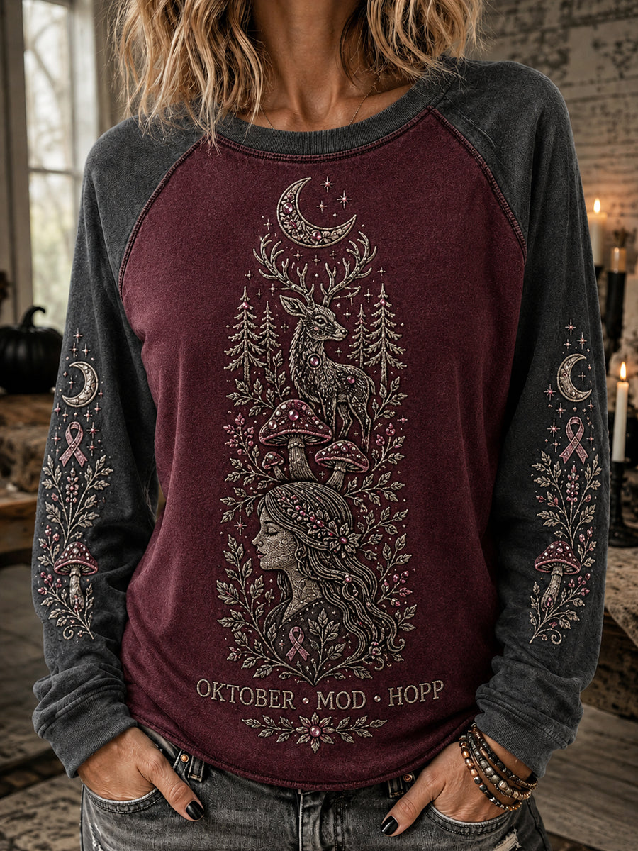 Kvinnors Retro Halloween Bröstcancer medvetenhet T-shirt