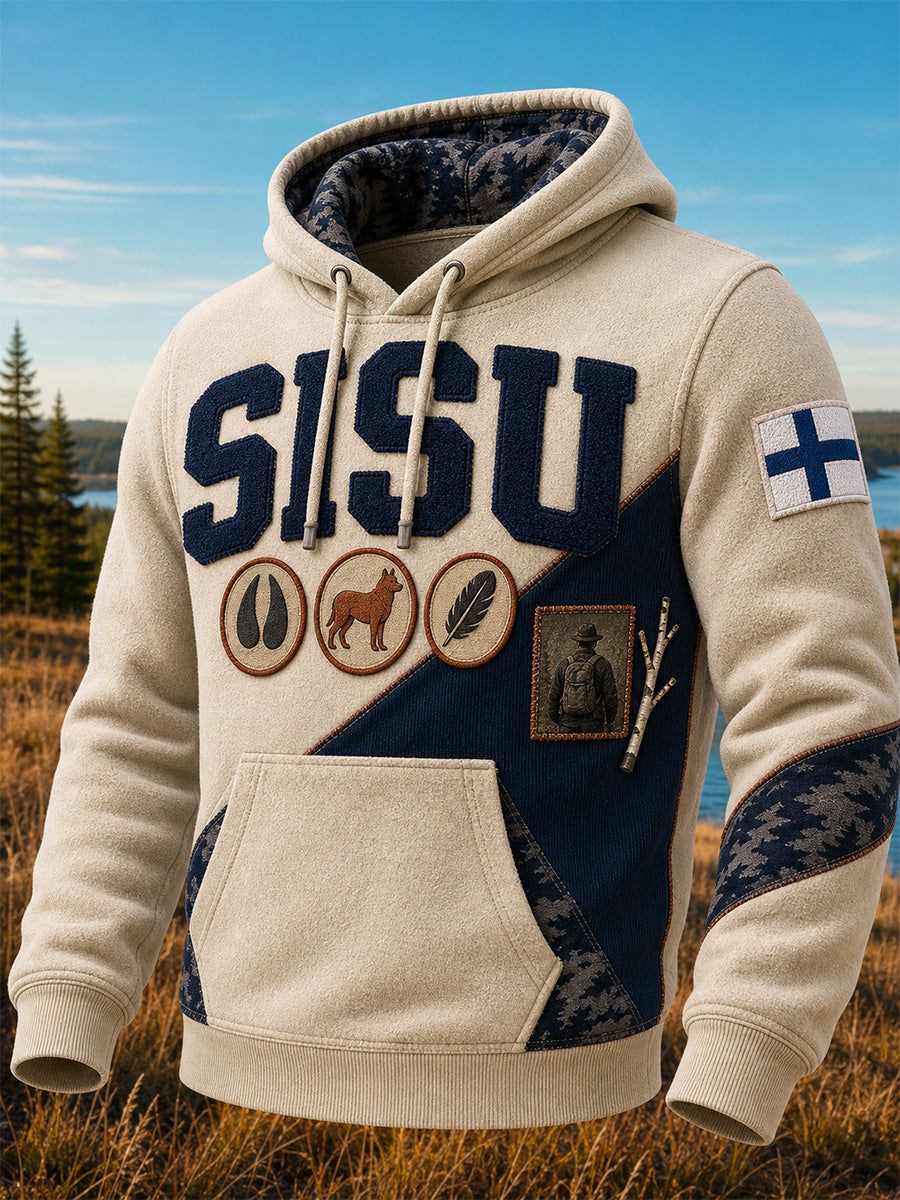 Retromainen suomalainen taidetuloste rento huppari
