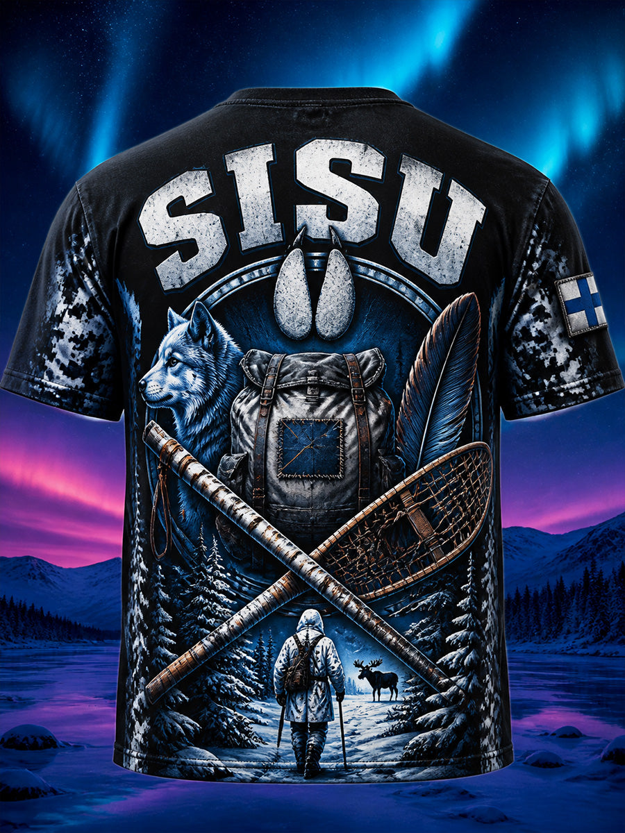 Retro suomalainen taidetuloste rento t-paita