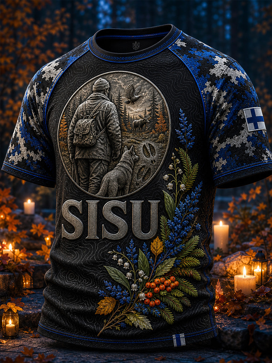 Retro suomalainen taidetuloste rento t-paita