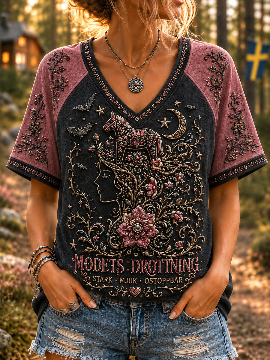 Damer Retro Halloween Svensk Bröstcancermedvetenhet T-shirt