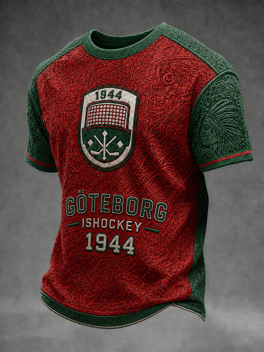 Vintage Göteborg Hockey-Print Casual T-shirt för entusiaster