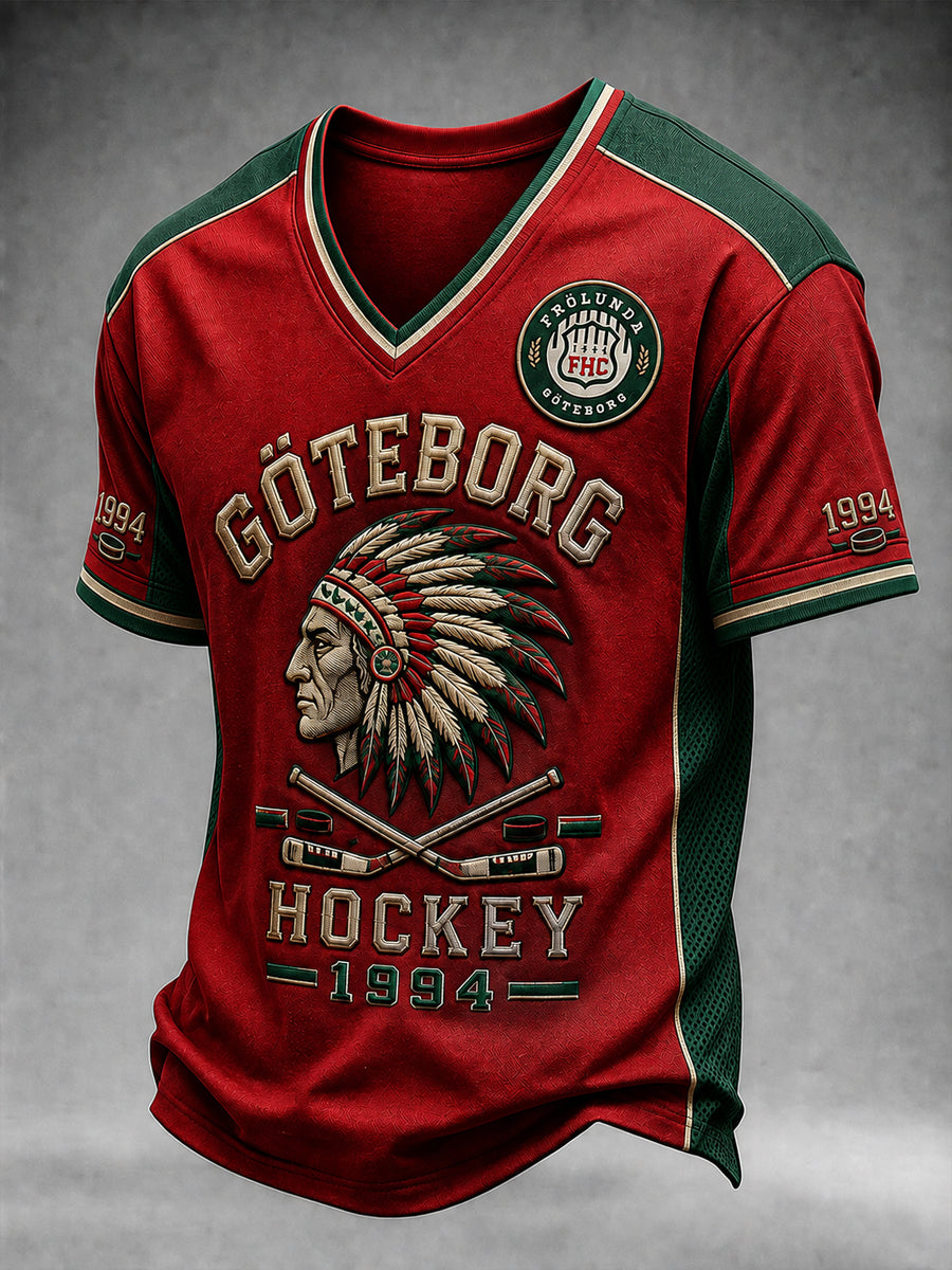 Retro Göteborg Hockey Fan V-Hack T-shirt