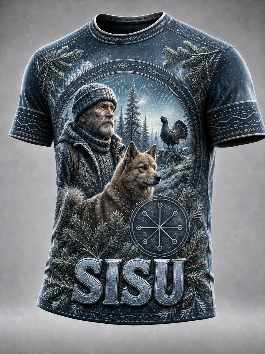 Retro suomalainen taidetuloste rento t-paita