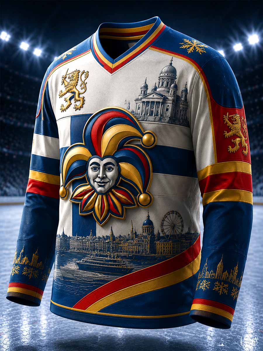 Miesten Helsingin Jokerit-jääkiekkotulosteinen collegepaita