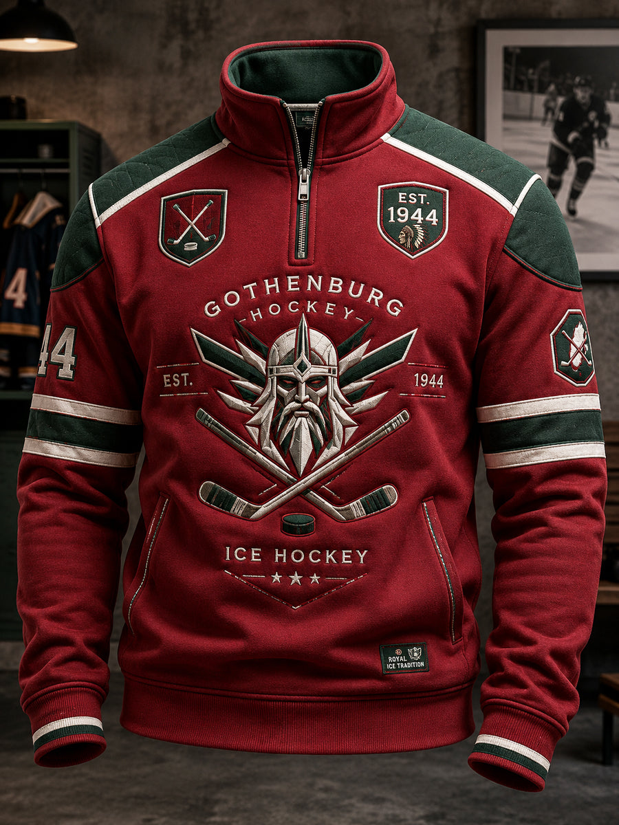 Retro Göteborgshockey-supporter sweatshirt med dragkedja
