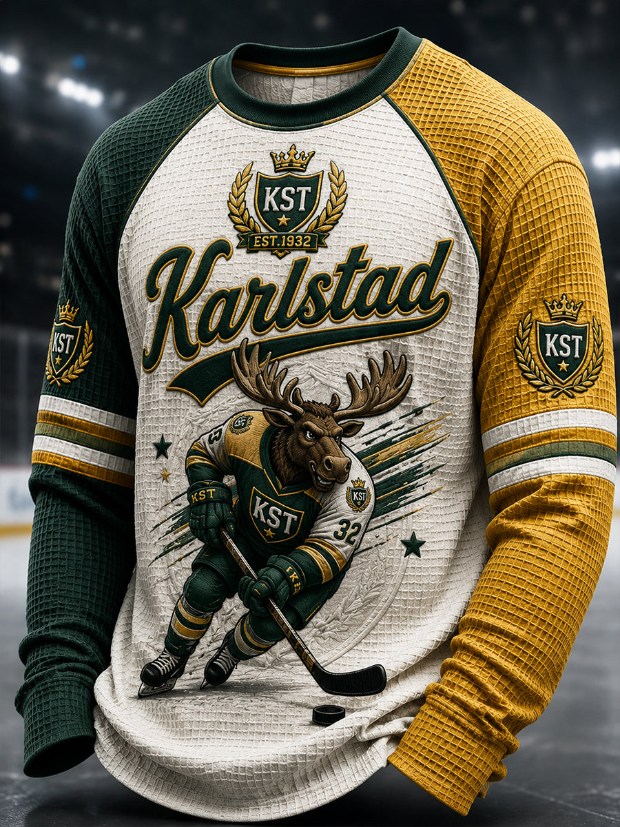 Herrgrönvitt Hockeyarv Vintage axelärm