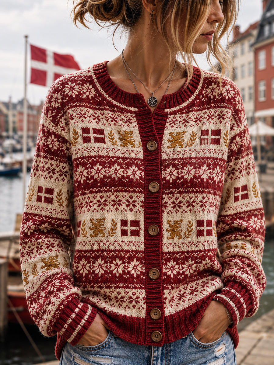 Kvinders patriotiske cardigan-sweater fra Danmark