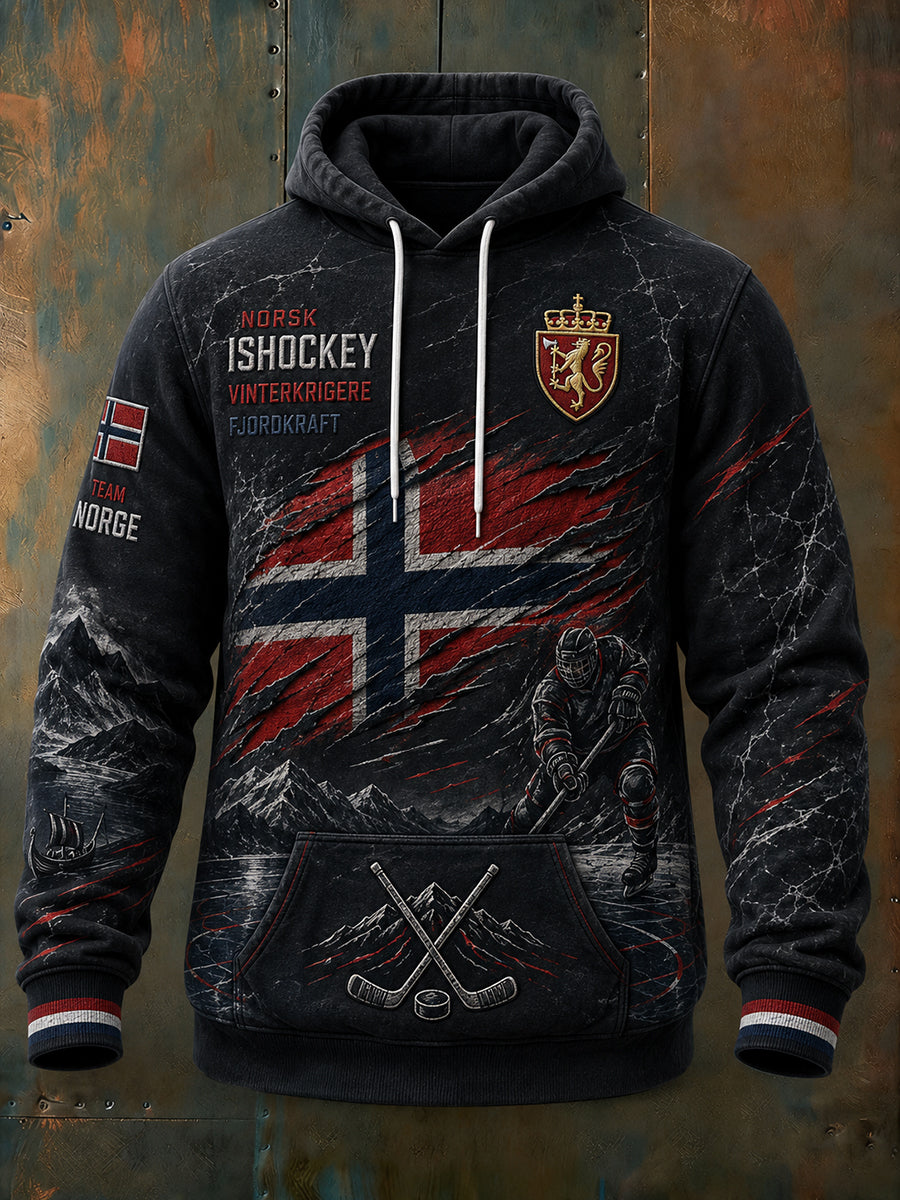 Sweatshirt for herrer med langærme med ishockey-tema