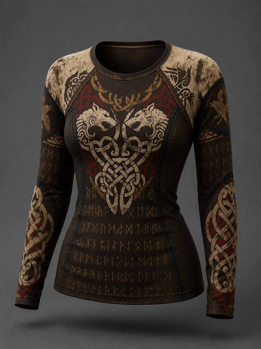 Kvinners vintage vikingkeltisk knuteprint-sweatshirt