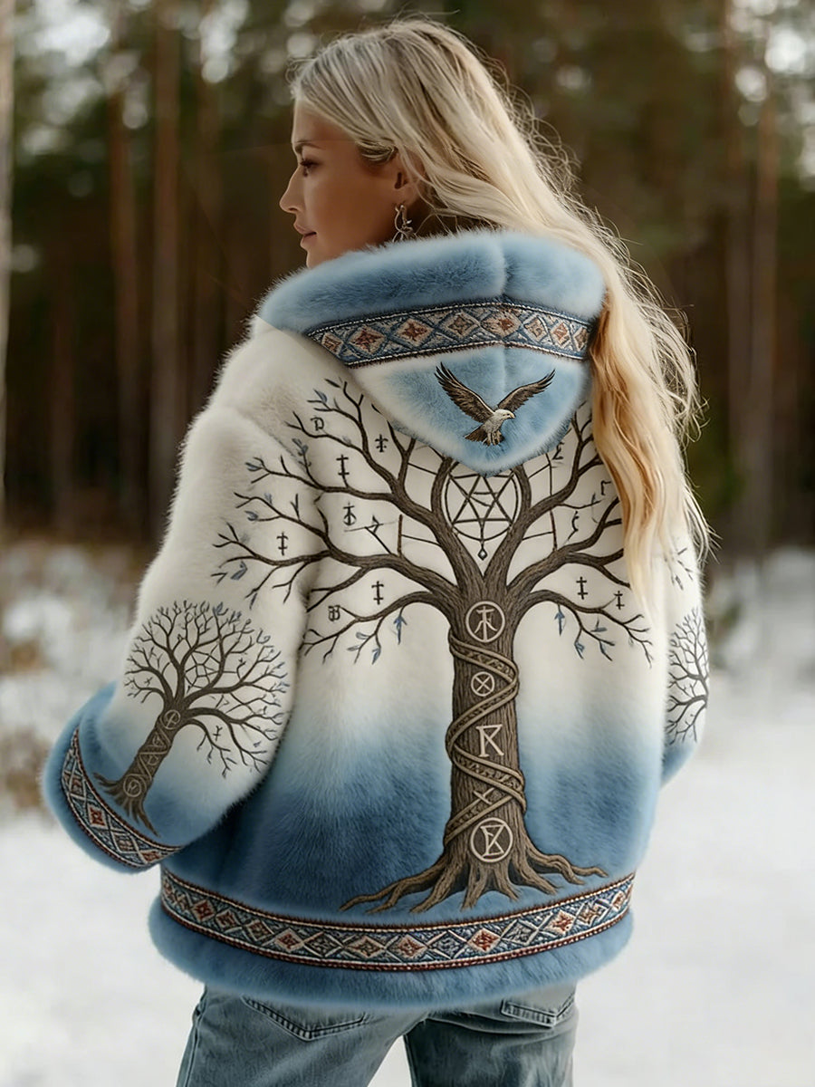 Kvinnlig vintage-vikingjacka i keltisk stil med mönster, i flanell