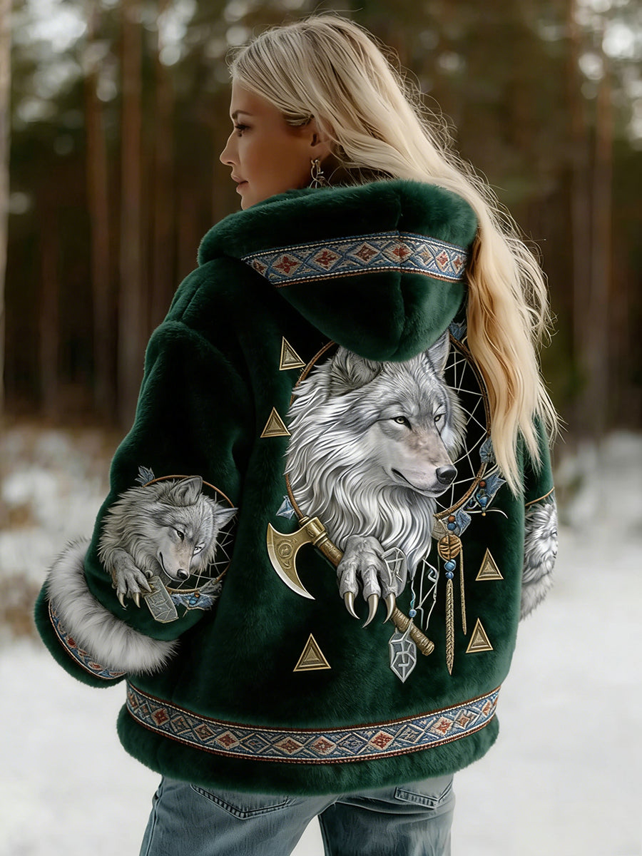 Kvinnlig vintage-vikingjacka i keltisk stil med mönster, i flanell