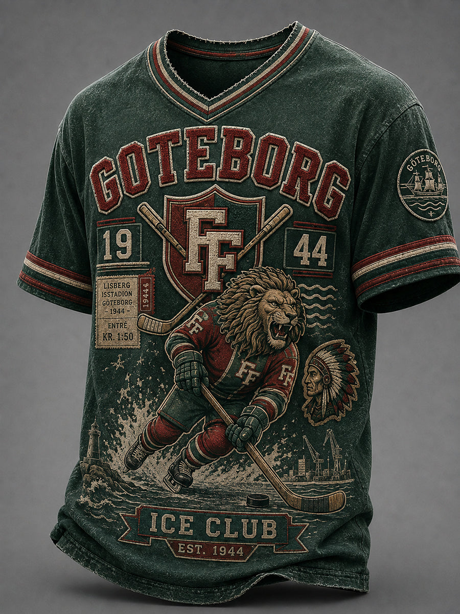 Herrtröja med V-ringning i Göteborgs hockeytradition från 1944