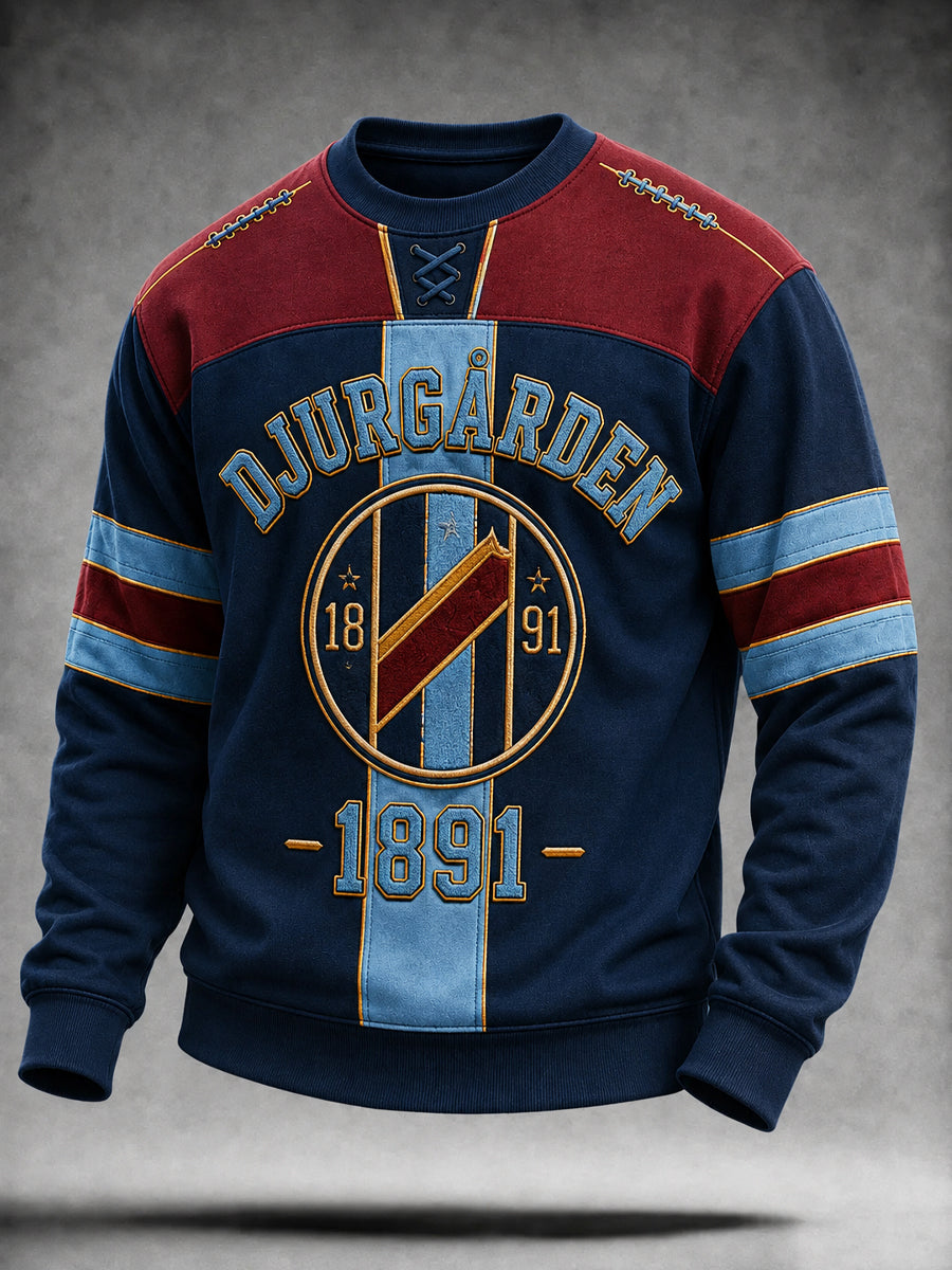 Retro Djurgården Fotboll Patchwork Sweatshirt