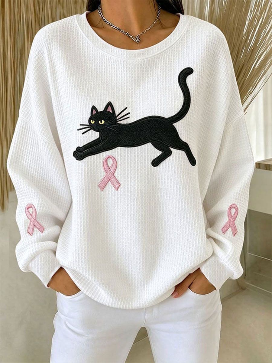 Kvinnors bröstcancer medvetenhet Print Sweatshirt