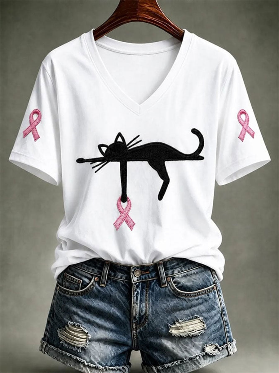 Kvinnors bröstcancer medvetenhet Skriv ut kortärmad T-shirt