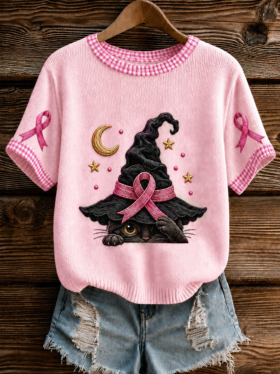 T-shirt med korta ärmar och magisk hatt – högtid för bröstcancermedvetenhet hos kvinnor