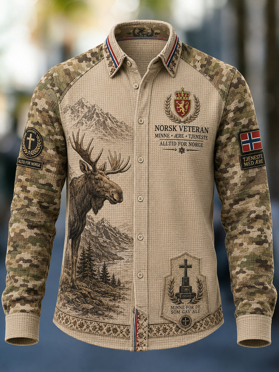 Vintage Kamouflage for herrer og militær-insspirert grafisk vaffeltøyknik