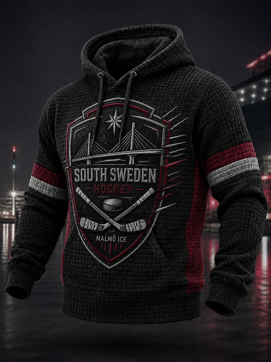Herrligan i ishockey i Sverige Malmö Redhawks Entusiaster Överskottsstorlek Löparegenskuddad Hoodie med fickor