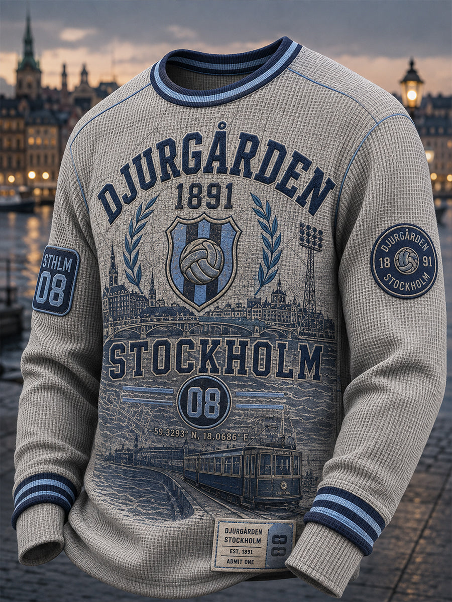 Herrarnas svenska fotboll Djurgården-supportrar kärlek vafel långärmad t-shirt