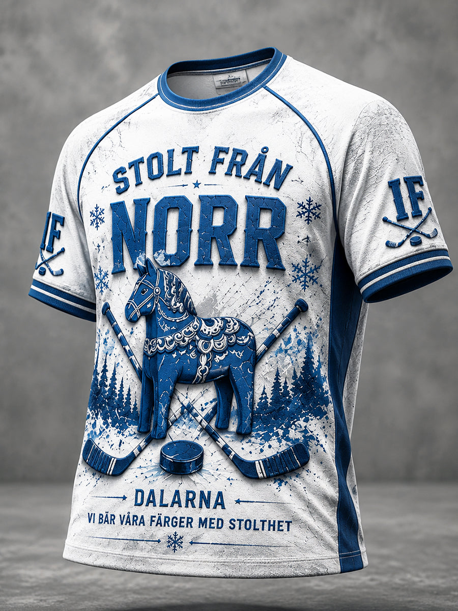 Mäns svensk Ishockey Leksands IF Tryckt Casual T-shirt