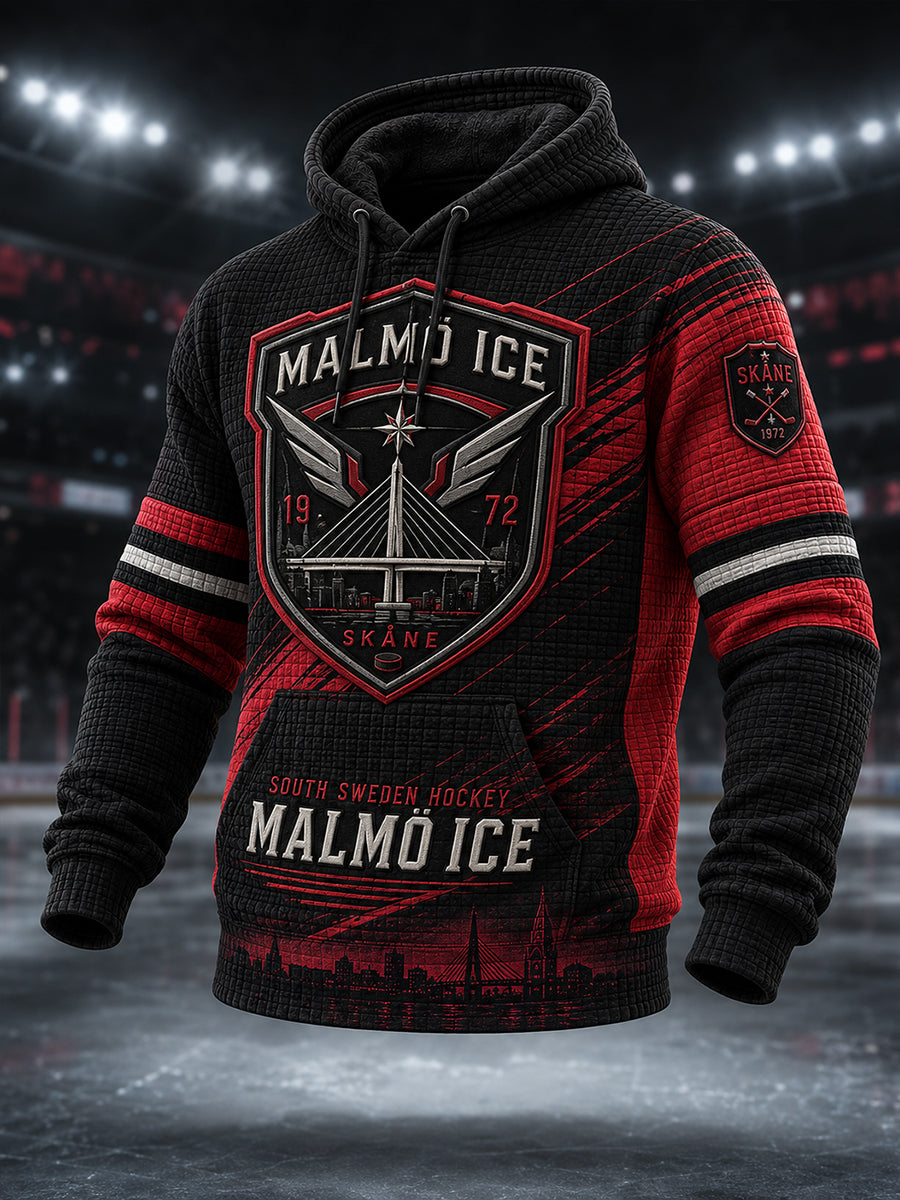 Mäns svenska ishockey Malmö Redhawks Fans Älskare överdimensionerad dropp-Shudslucka med fickar