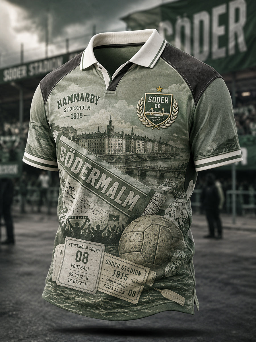 Herrarnas svenska fotbollströja med Hammarby-tema för fans och älskare, kortärmad tröja