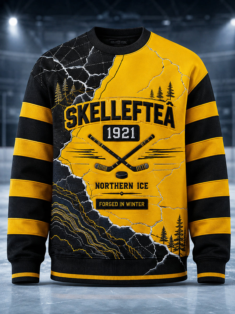 Herrtröja med tryckt mönster, rund hals och långa ärmar från Skellefteå AIK