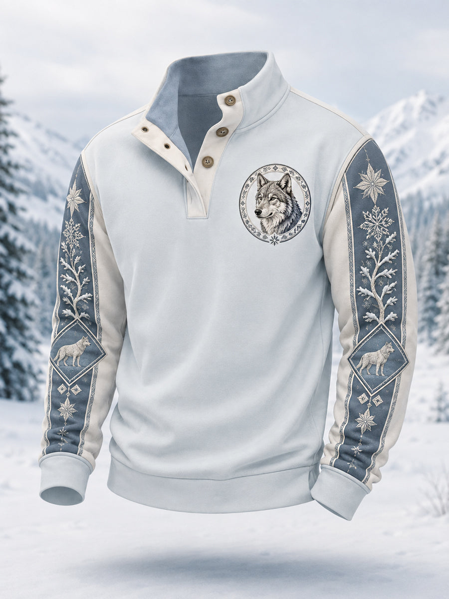 Herrlig vinterpullover med vargtryck, i casual stil
