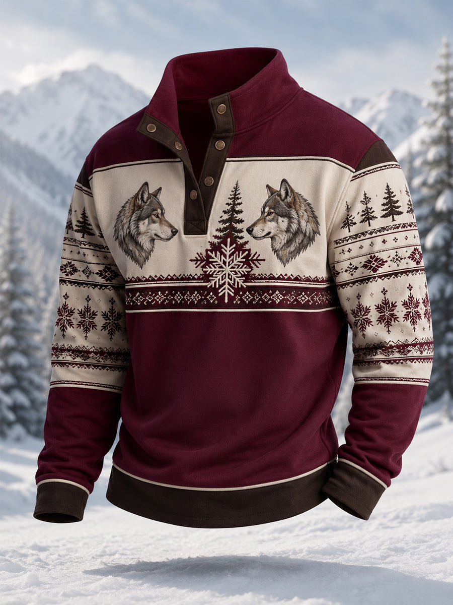 Herrlig vinterpullover med vargtryck, i casual stil