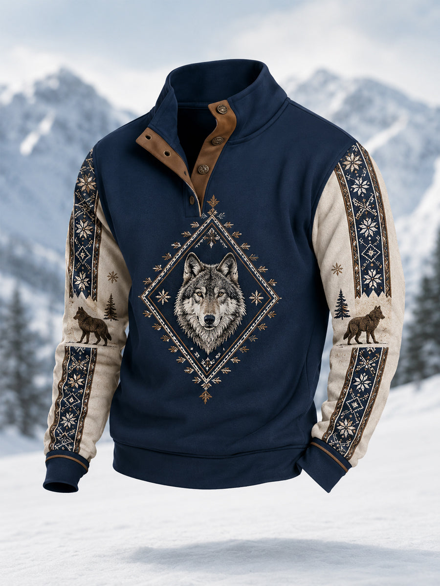 Herrlig vinterpullover med vargtryck, i casual stil