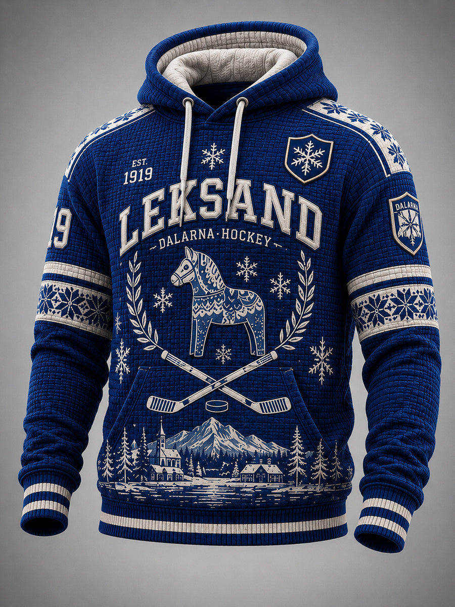 Herrligan av Leksands IF i ishockey – Överdimensionerad luvtröja med fallande axlar och fickor för fans och älskare