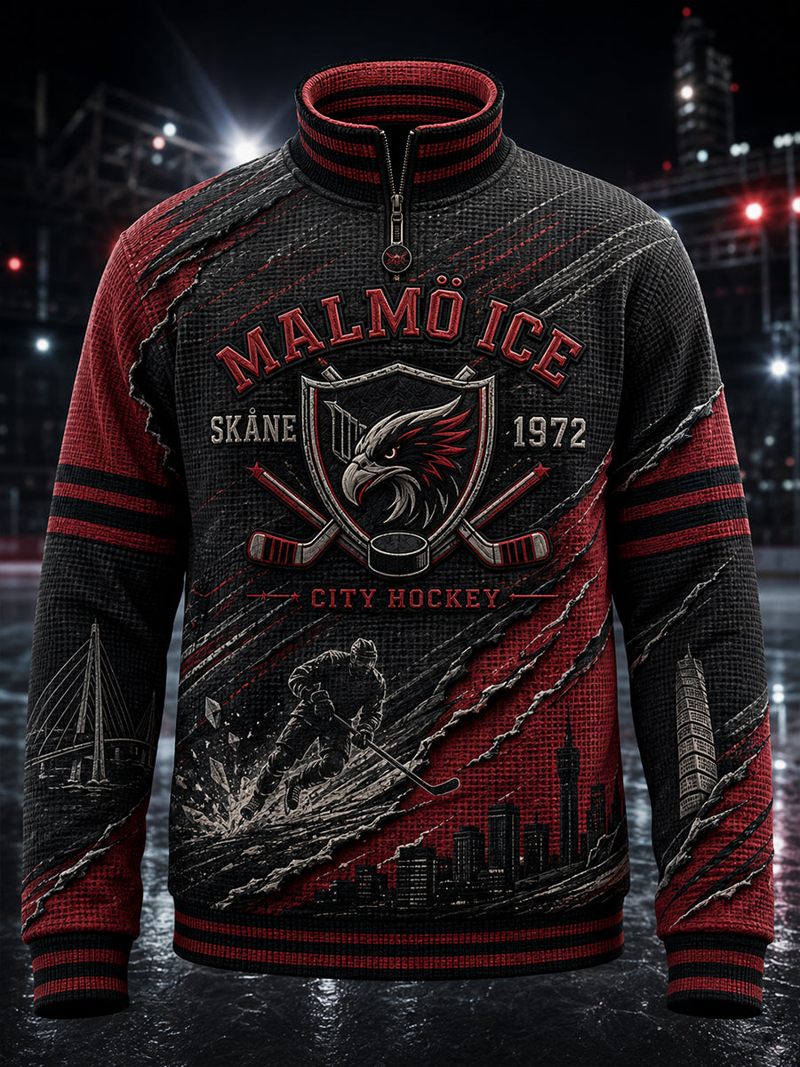Herrarnas svenska ishockeytröja Malmö Redhawks – favorit för waffelmönstrade långärmade tröjor