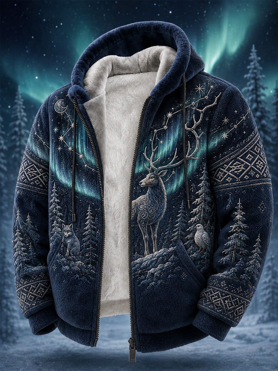 Retro nordiskt konsttryck – avslappnad och bekväm hoodie