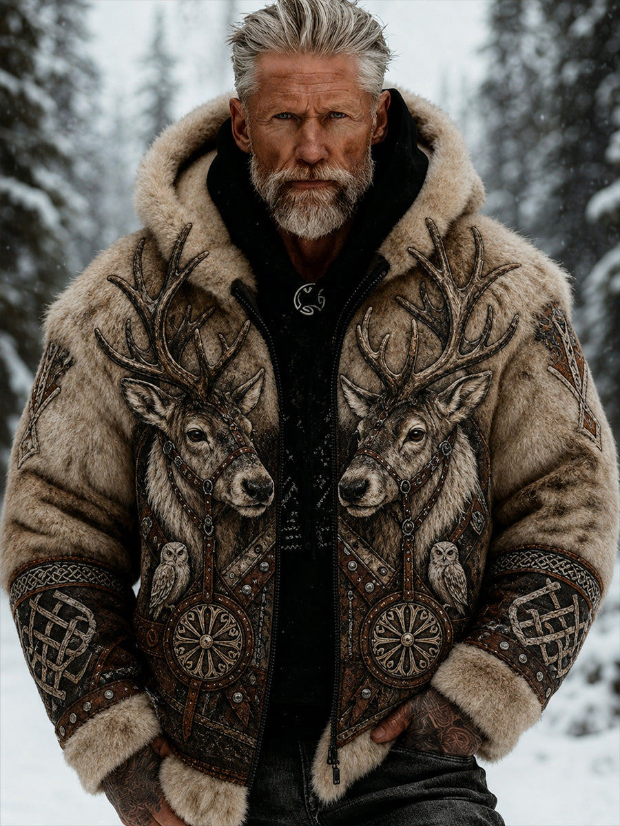 Retro nordiskt konsttryck – avslappnad och bekväm hoodie